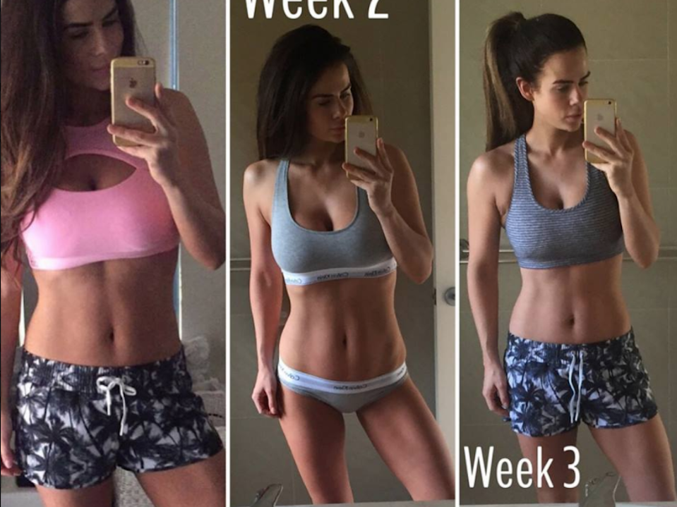 Sophie Guidolin postpartum progress photo from week 1, 2 and 3
